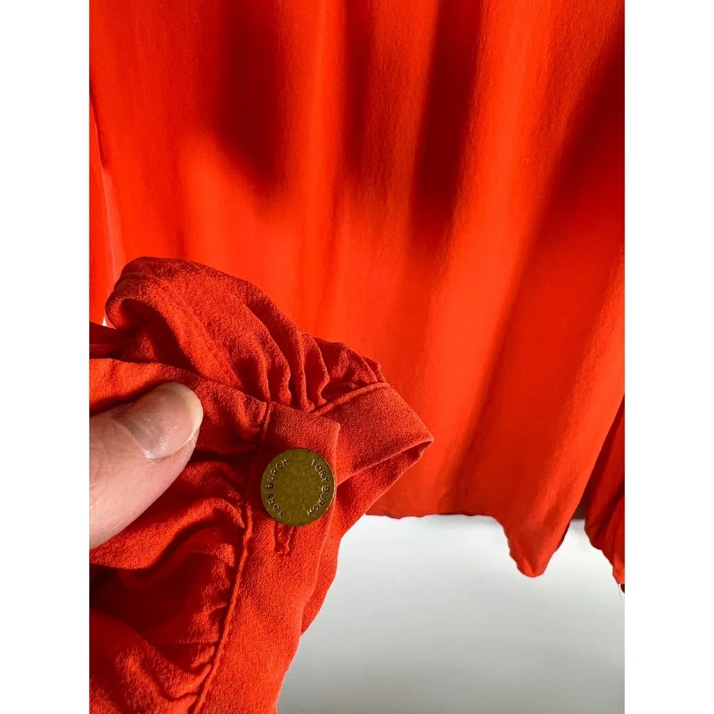 Tory Burch Orange 100% Silk Long Sleeve Blouse Top Style 11111168 Womens Size 2 - Picture 12 of 12